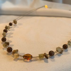 Lia Sophia Necklace with Brown & Tan Stones